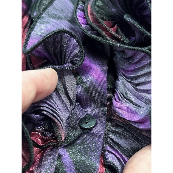 Cato Women’s 18/20W Button Down Ruffle Front Royal Purple Sleeveless Blouse - Picture 11 of 11